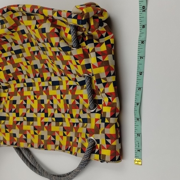 KAVU Keepsake Shoulder Rope Bag Multicolor Triangle Geometric Print - Picture 14 of 16